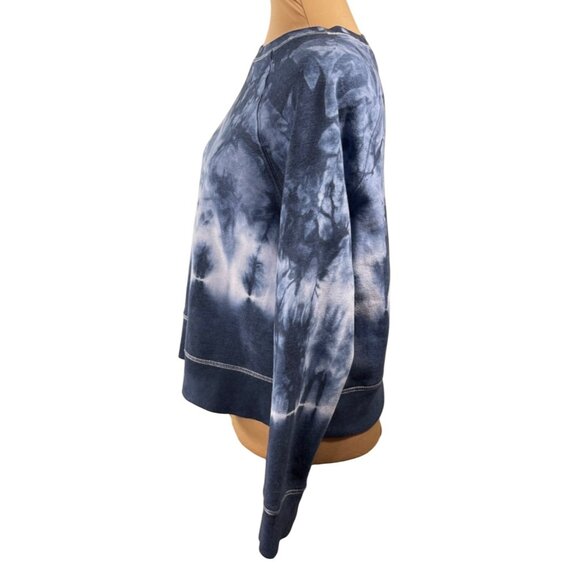 Joy Lab Sweatshirt Cropped Tie Dye Blue White XS Extra Small Crew Neck - Picture 2 of 5